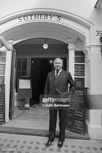 London: Mr. Alfred Taubman in front of Sothebys London salesroom September 19. Terms have been agreed where by Taubman UK Investments Inc. Will...