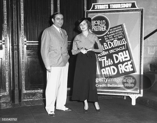 At a studio premiere, Ernst Lubitsch, the Paramount Director and Irene Verne were among the film notables who saw the initial showing of One Sunday...