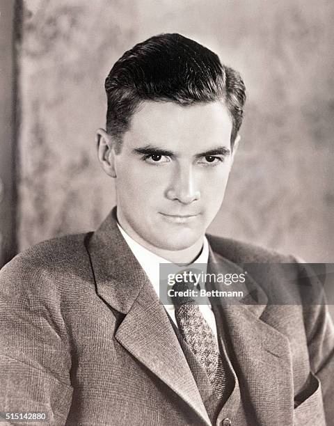 Close-up portrait of millionaire industrialist and movie producer, Howard Hughes .