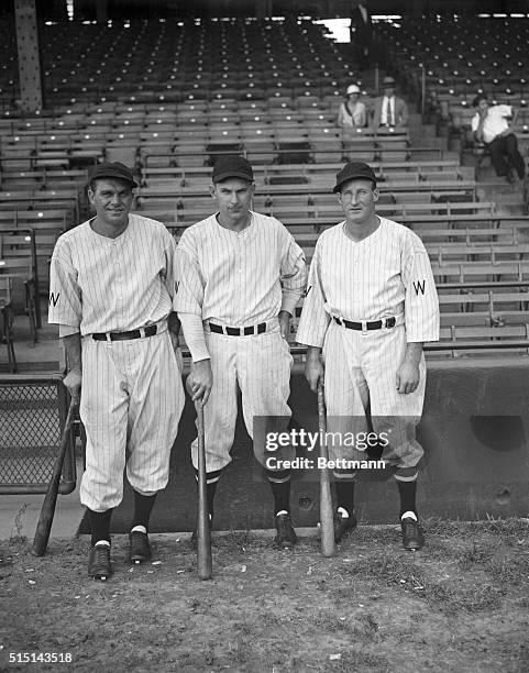 Washington's Hard Hitting Outfield. Three of Washington's exponents of the swat, who will play an important part in the World Series are the members...