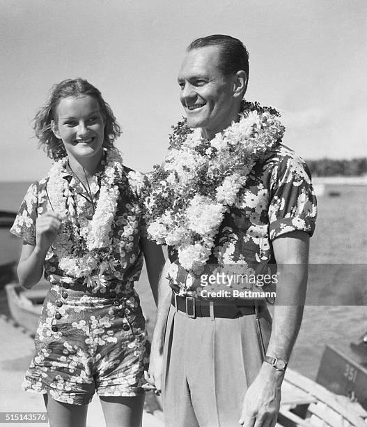The Cromwells Having Good Time in Hawaii. James Cromwell, New York financier, and his wife, the former Doris Duke-world's richest girl-meet after...