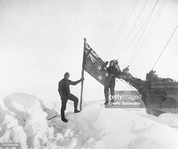 Arctic: First Photos Of British Arctic Expedition 1926. Farthest North for a sailing ship since the day of Sir John Franklin. Worsley saluting on...