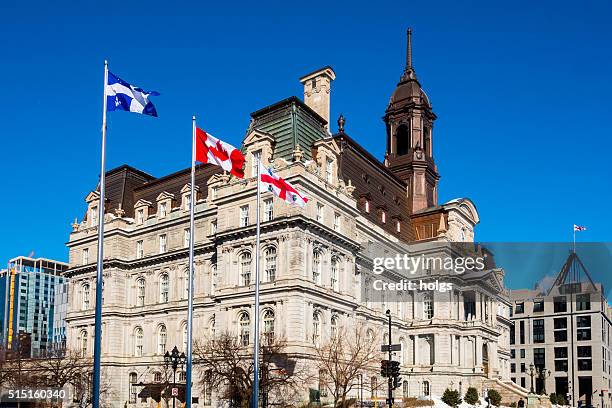 montreal city hall - hotel de ville montreal stock pictures, royalty-free photos & images