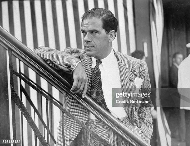 Frank Capra, movie director, aboard the S.S. Fex upon arrival in New York City.