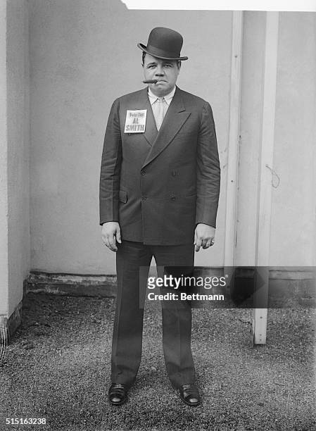The Babe Dons the Brown Derby. New York, New York: A number of sports champions have come into the open and announced themselves for Al Smith, the...