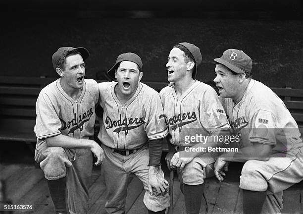 New York City: Dodgers' Quartette Eludes The Heat With Song. Despite the broiling sun, this Brooklyn Dodgers' quartette burst into song and forgot...