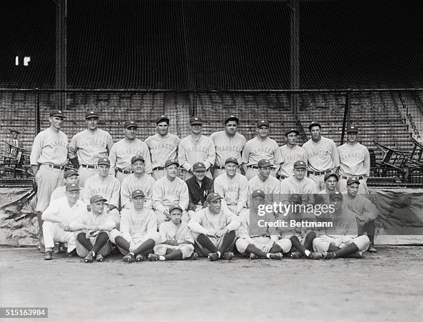 Yankees Win 1928 Pennant. Bronx, New York: Here are the New York Yankees, winner of the 1928 American League Pennant, in their own Yankee Stadium...