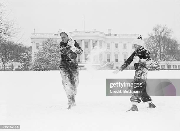 Washington, D. C.: Roosevelt Grandchildren Delight In Capitol's First Snow. The heavy snowfall, the Capitol's first of the year, on Dec. 27th, proved...