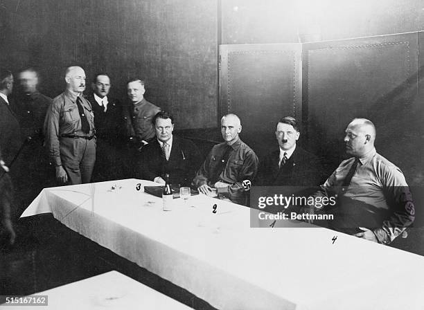Berlin.The back bone of Germany's national socialist party is shown in this photo, asembled in conference as the Reichstag re-opens.The party is now...