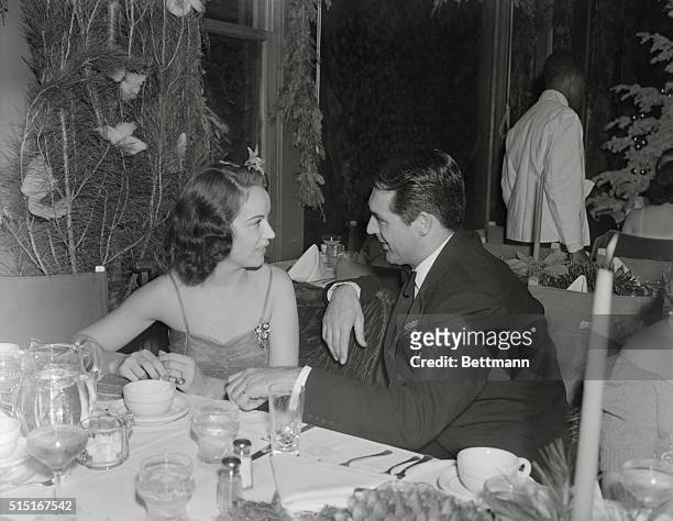 Fay Wray and Cary Grant at the Annual Motion Picture Guild Charity Party at the Beverly Hills Hotel.