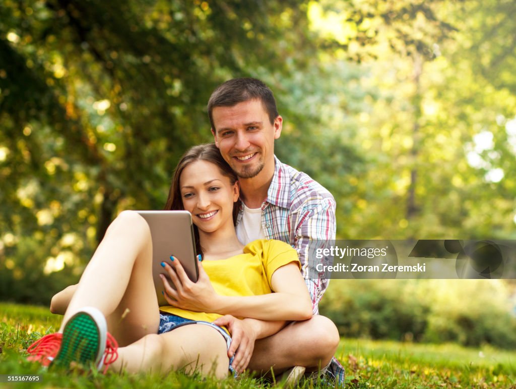 Young couple in park