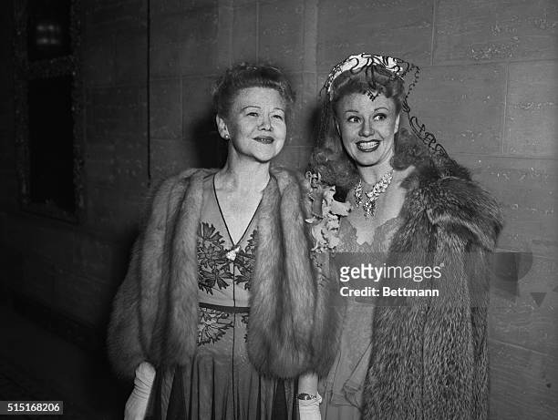 Actress Ginger Rogers and her mother Lela Rogers attending the 13th annual Academy of Motion Picture Arts and Sciences awards dinner at the Biltmore...