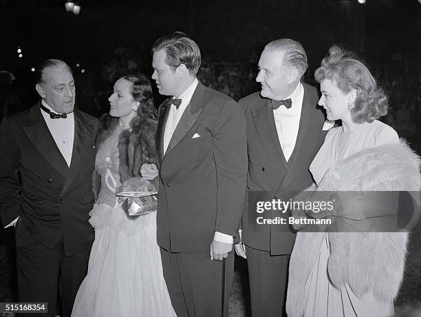 El Capitan Theater. First-nighters at the premiere of Citizen Kane. Arriving at the theater: John Barrymore, Dolores Del Rio, Orson Welles, George J....