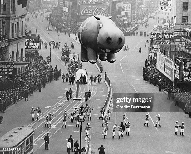 New York City: The Hippo, who seems to have an inflated ego, floats over Times Square during the annual Macy's Thanksgiving Day parade in New York...