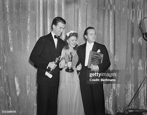 The 13th Annual Awards Dinner of the Academy of Motion Picture Arts and Sciences at the Biltmore Hotel. James Stewart, Ginger Rogers, and comedian...