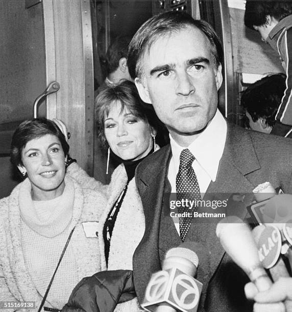 California Governor Edmund G. Brown is joined by singer Helen Reddy and actress Jane Fonda as they board a train in Los Angeles to San Diego for a...