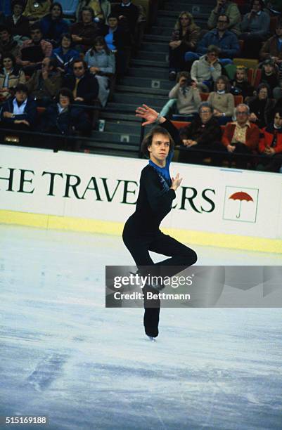 Victorious Scott Hamilton poses at the 1982 US Figure Skating Championships at Indianapolis, Indiana.