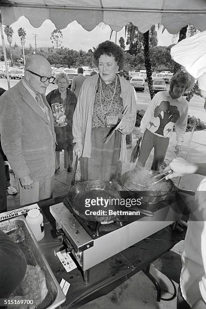 Santa Barbara, Calif.: Julia Child accompanied by her husband, Paul Child mingles at a Santa Barbara food festival. Julia and husband Paul have been...