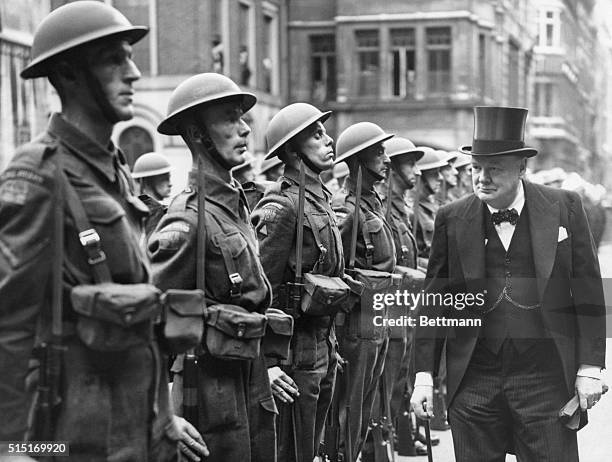 London, England: Winston Churchill inspects the Guard of Honour, London, June 6, 1943. Photograph.