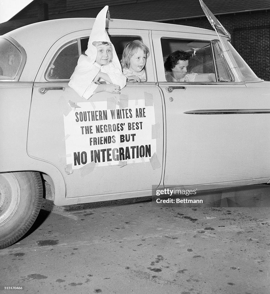 Klan Children Watch Burning Cross