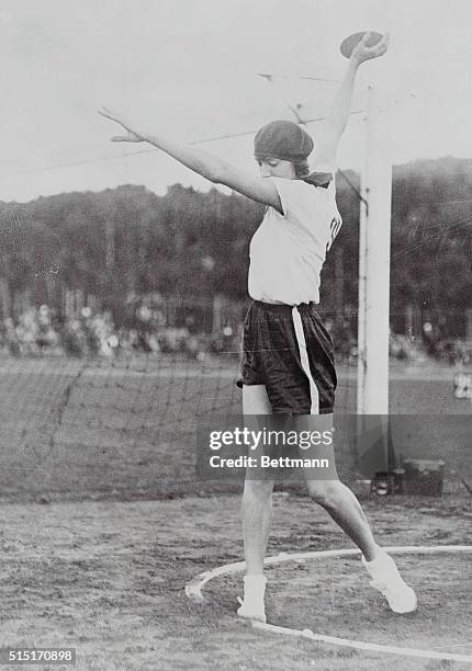 Amsterdam, Holland: Women's Olympic Discus Champion. Photo shows Mlle. Konopacka of Poland who won the finals of the discus throw for women at the...