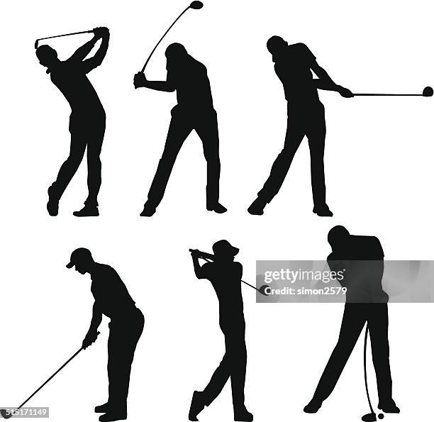 golfer silhouette - teeing off stock illustrations