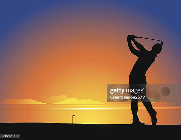 golfer silhouette - golf swing stock illustrations