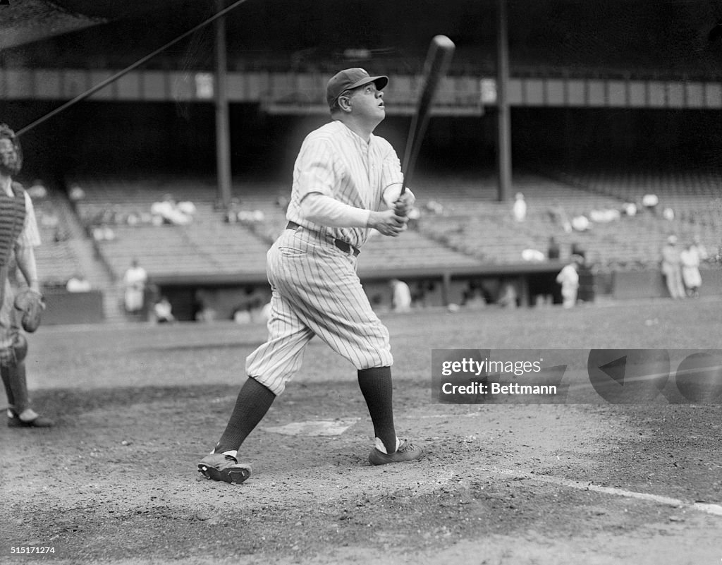 Babe Ruth Swinging His Bat