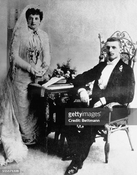 This is the wedding picture showing Miss Clorinda Cuneo and her groom, Amadeo P. Giannini. He founded the vast Transamerica Corporation now under...