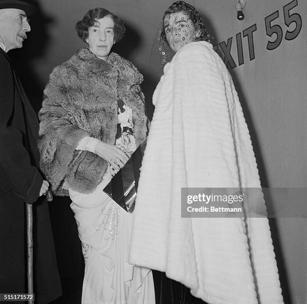 New York City: Society At Opera Season Opening. Mrs. Harry Payne Whitney , and Mrs. Macculloch Miller pictured as they arrived at the Metropolitan,...