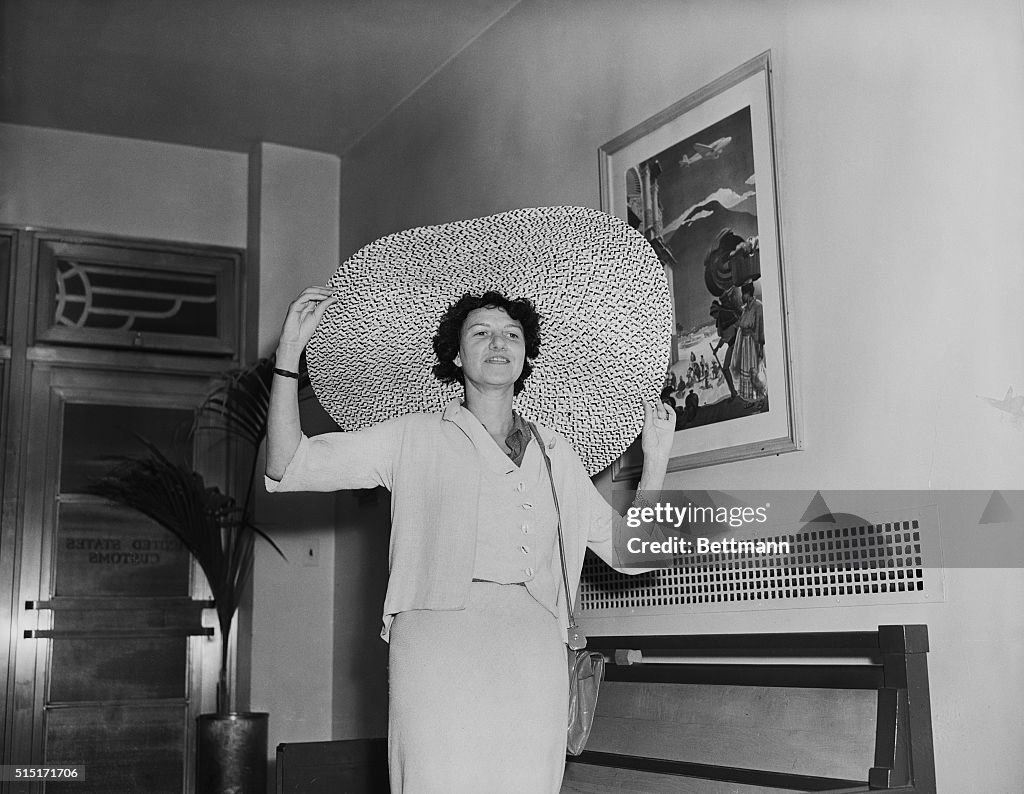 Peggy Guggenheim Wearing Large Brimmed Hat