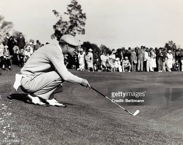 Byron Nelson, young Reading, PA, professional, who maintained his lead in the second round of the masters' golf tournament here today, is shown...
