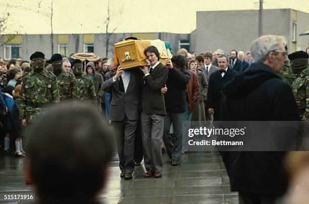 Funeral of Bobby Sands Casket carried to Church.