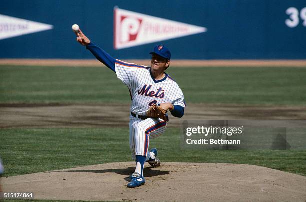 The New York Mets' pitcher Tom Seaver is shown pitching during the opening day game at Shea Stadium against the Philadelphia Phillies.