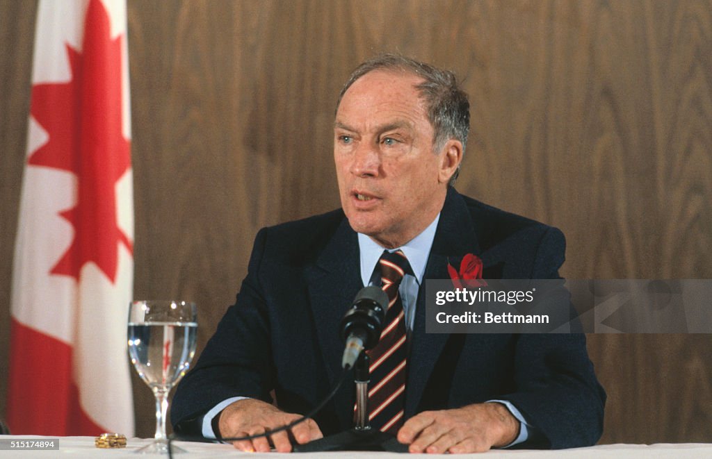 Canadian Prime Minister Pierre Trudeau in Meeting