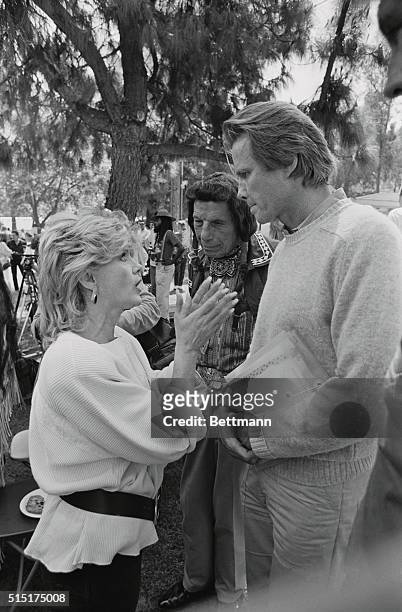 Los Angeles: Celebrities Connie Stevens , Jon Voight and Iron Eyes Cody appeared together at a rally supporting members of the embattled Big Mountain...