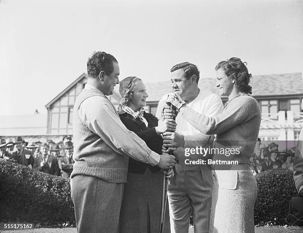 Flushing, New York: As Montague Was About To Be "Unveiled." Pictured above at the first tee of the Fresh Meadow Country Club here are left to right,...