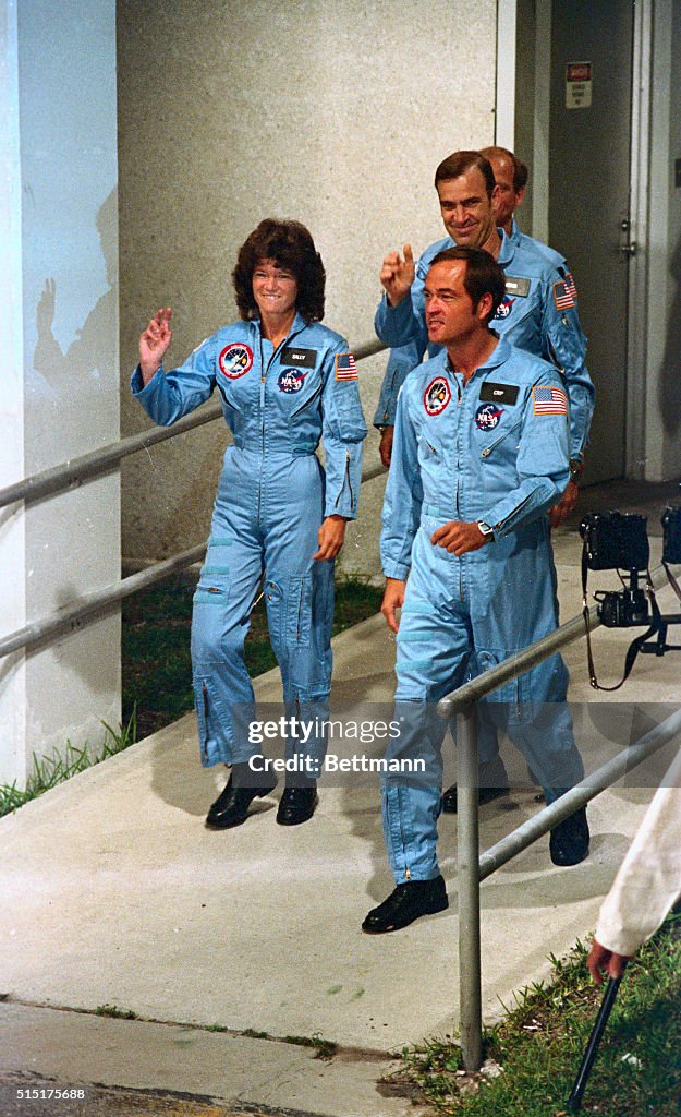 Astronauts Sally Ride and Robert Crippen