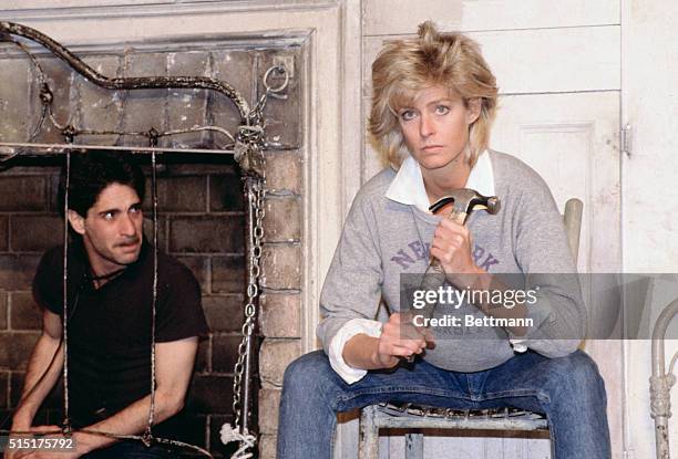 Farrah Fawcett who makes a New York acting debut as the star in William Mastrosiione's drama, Extremities, at an off-Broadway theater on May 24th,...