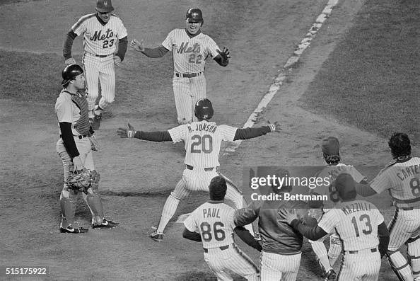 Howard Johnson Welcoming Ray Knight at Home Plate Howard Johnson Welcoming Ray Knight at Home Plate