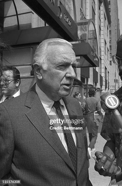 Semi-retired CBS News anchorman Walter Cronkite is stopped for a sidewalk interview upon leaving the CNN offices. A member of the board at CBS,...