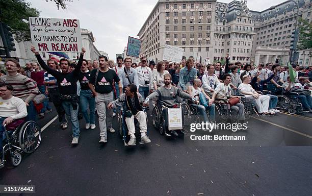 Washington: AIDS victims and their supporters participate in the March on Washington for Lesbian and Gay rights, October 11th. Organizers of the...
