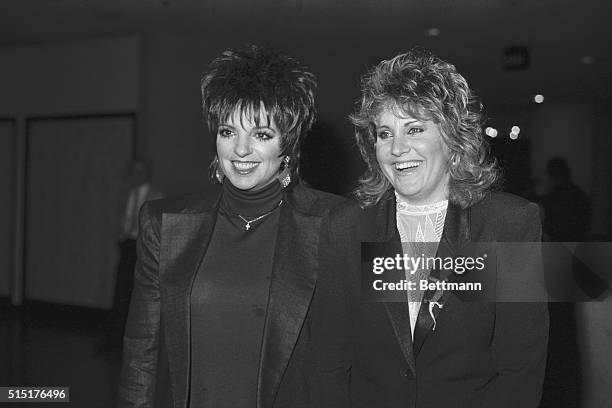 Los Angeles: Liza Minnelli and her sister Lorna Luft are all smiles as they walk into a fund-raiser for the "No on Proposition 64" campaign at the...