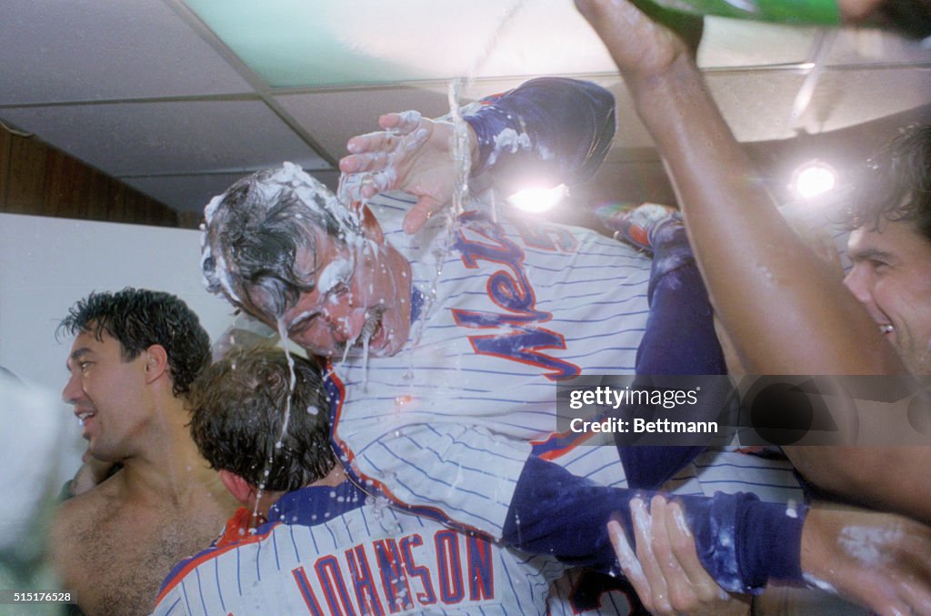 Players Drenching Manager Davey Johnson