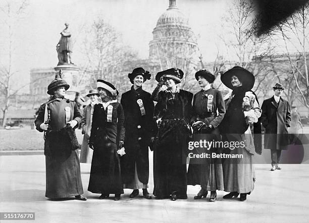 Washington, DC: Suffragettes at the capitol. Photograph, 1913.