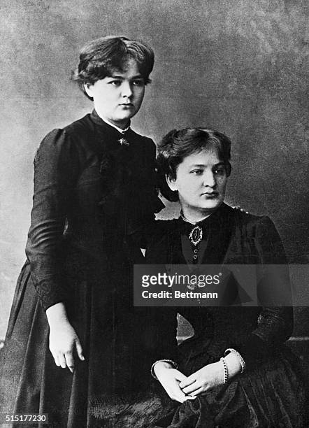 Portrait of Marie Curie with her sister Bronia Sklodowska. Undated photograph.
