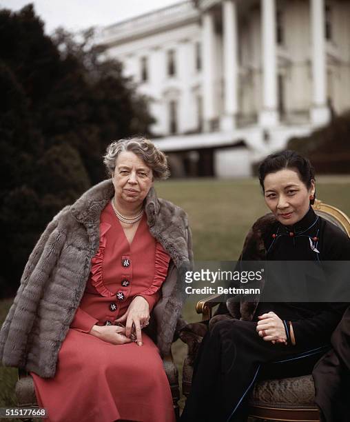 First Lady Eleanor Roosevelt and wife of Chiang Kai Shek, Mei-ling Chiang, at the White House.