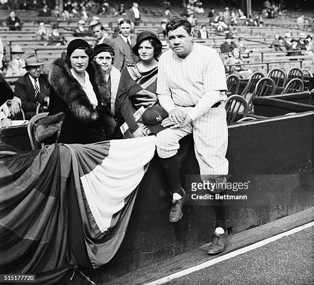 New York, NY: The mighty Babe Ruth and his family before the start of the first game of the World Series between the New York Yankees and the Chicago...