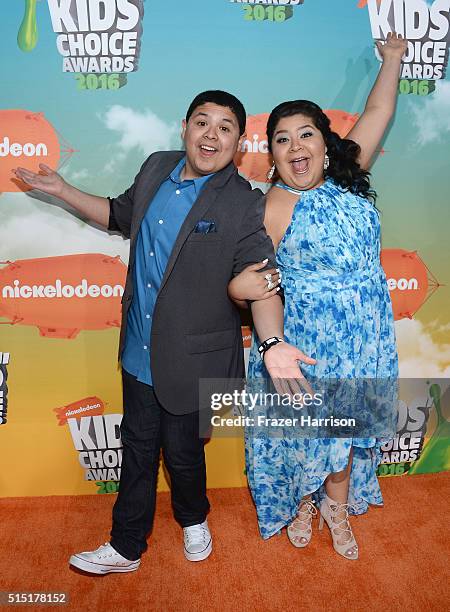 Actors Rico Rodriguez and Raini Rodriguez attend Nickelodeon's 2016 Kids' Choice Awards at The Forum on March 12, 2016 in Inglewood, California.