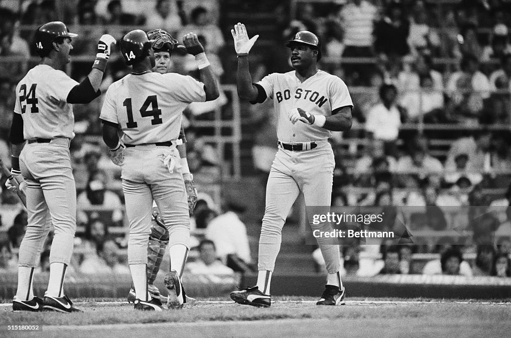 Don Baylor Crosses Home,High Fives J.Ric